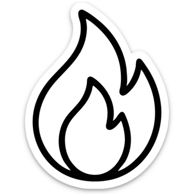 blue flame in the form of a Snapchat streak, minimal icon style, bold lines, outlined icon style, simple and recognizable sticker