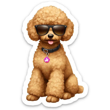 Toy poodle with sunglasses light brown sticker