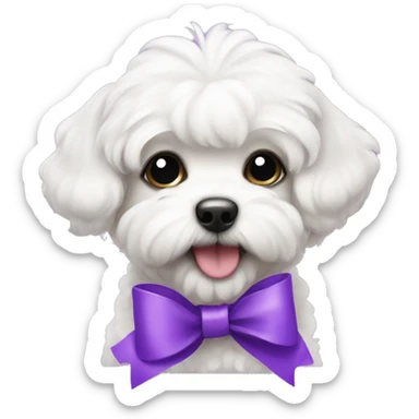 Schichon puppy with a purple bow  sticker