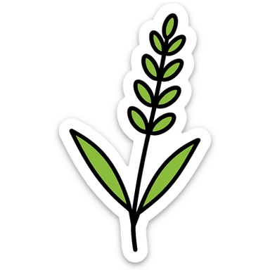 Add a soft, subtle background to the lavender sprig icon, keeping the overall look gentle and minimal. sticker