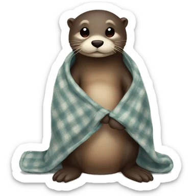otter cozy in blanket sticker