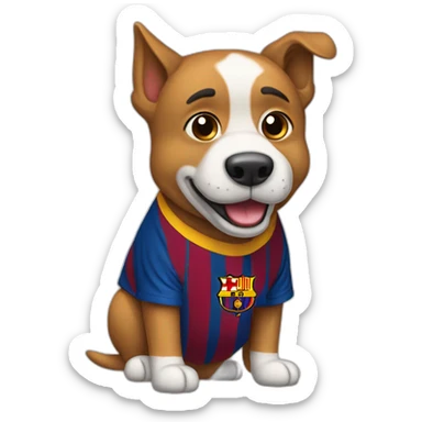 perro con camisa del barcelona fc sticker