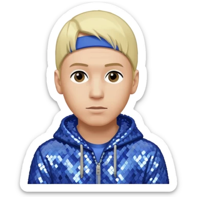 Eminem with blonde hair, periwinkle sequin outfit  sticker