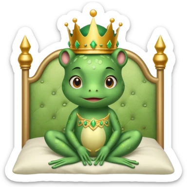 cute frog princess sitting on bed sticker
