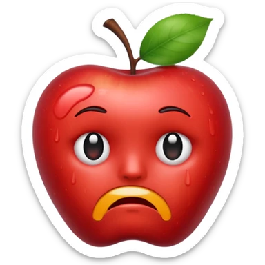 a really sad apple emoji sticker
