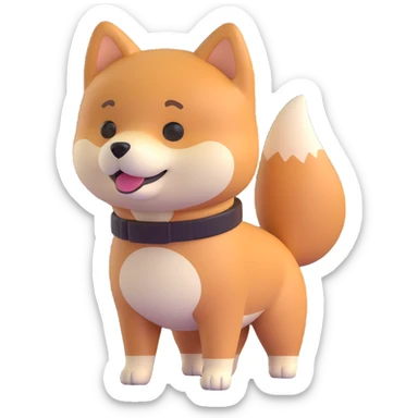 shiba inu standing, sick sticker