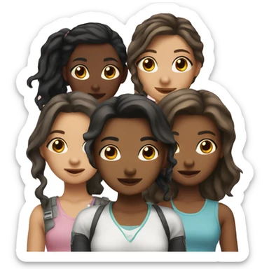 group of 5 girls sticker