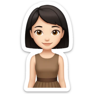 Gadis cantik, lucu, rambut pendek warna hitam, baju coklat aesthetic  sticker