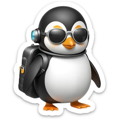 penguin with a jetpack and sunglasses sticker