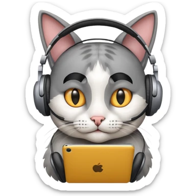 Cat have a headphone sticker