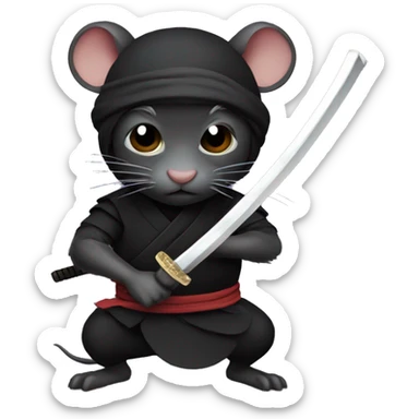 ninja black skin rat with katana sticker