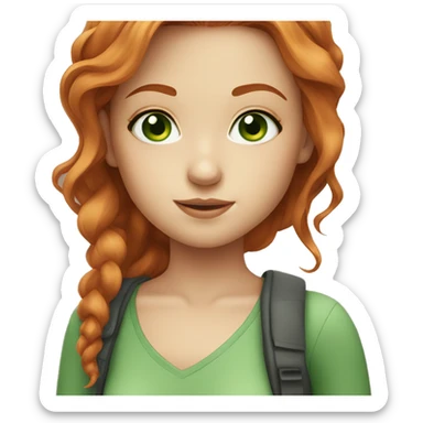 Beautiful girl with ginger hair green eyes sticker