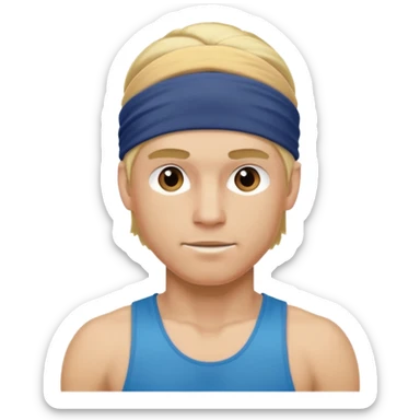 blonde male athelete with headband sticker