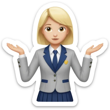 haz una chica rubia poniendose un uniforme de colegio sticker