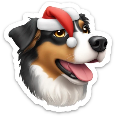 Australian Shepard wearing Santa hat sticker