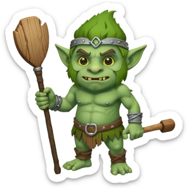 Isometric view full grunky body troll with club  sticker