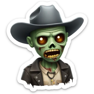 Zombie with cowboy hat sticker