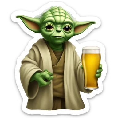 Yoda with a beer  sticker