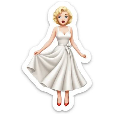 Marilyn Monroe in a white dress standing over a subway great holding her dress down as the wind blows ￼ sticker