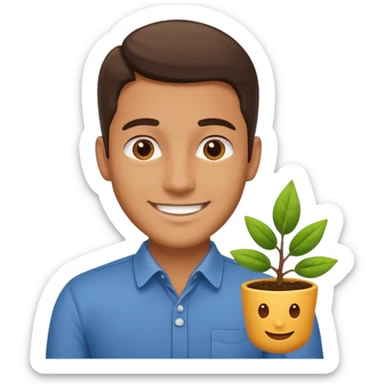 hazme un emoji que le este ayudando a una empresa a dejar de perder tiempo en tareas repetitivas y empezar a centrarse en lo que realmente importa: crecer. y que sea un hombre el emoji sticker