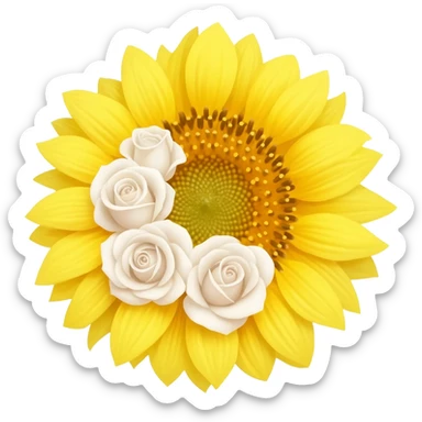 Sunflower and white roses sticker