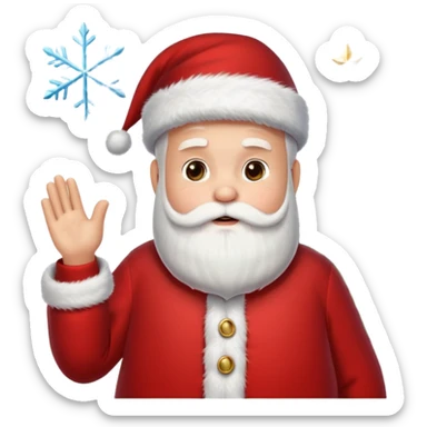 Santa Claus and a Christmas tree, with snowflakes in the background sticker