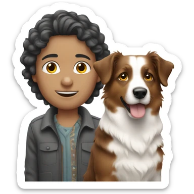 2 white people with 2 Australian shepherds sticker