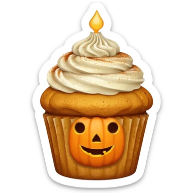 Pumpkin cupcake with cinnamon dust & shooter sticker
