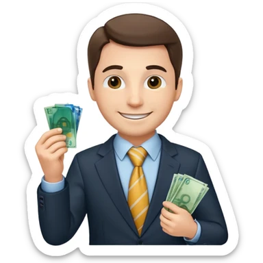 AN UNCLE with a tie in business clothes and with euro money
 sticker