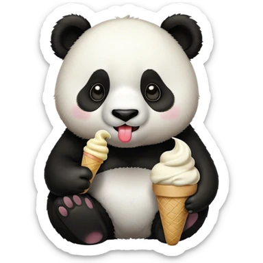 Panda eating ice cream sticker