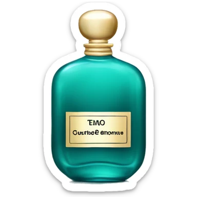 Realistic teal bottle of designer perfume sticker