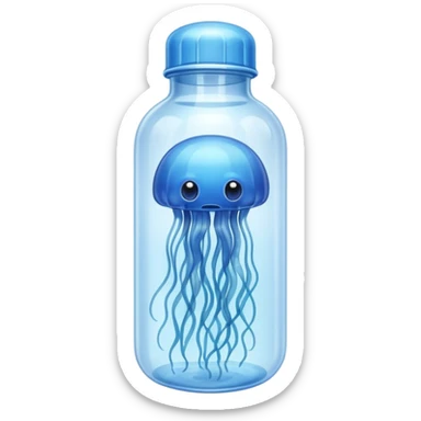 sea jellyfish stuck leg in plastic bottle sticker
