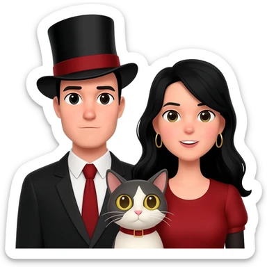 magician couple and their pet cat sticker