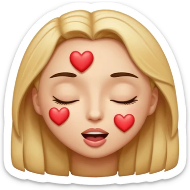 kiss face with hearts sticker