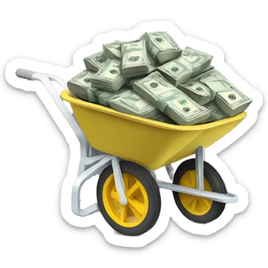 Wheelbarrow full of money sticker