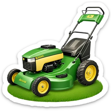 Johb Deere Lawn mower together with a few grass clippings sticker