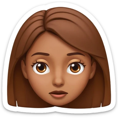 brown-skinned girl emoji rolling her eyes, expressive face, head slightly tilted, unimpressed, simple cartoon style sticker