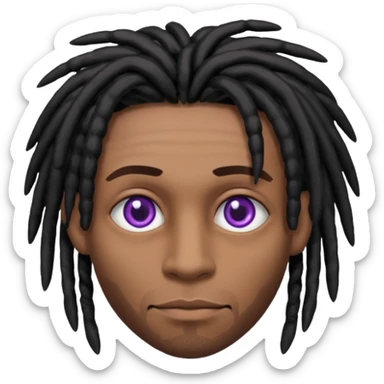 Brown skin male with black dreads and purple eyes  sticker