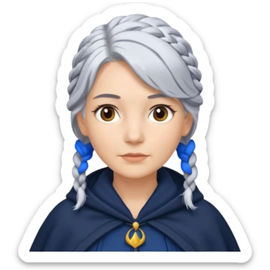 braid silver hair, navy cloak sticker