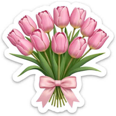 light pink tulip bouquet with light pink bow sticker