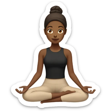 meditation girl wearing black active wear tan and brown shair sticker