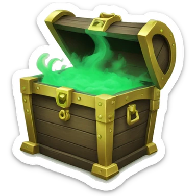open treasure chest with green smoke coming out sticker