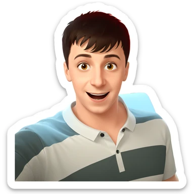 happy boy with phone sticker