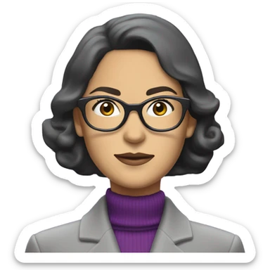 70’s Tv show Diana Prince wearing grey suit with purple turtleneck and eyeglasses  sticker