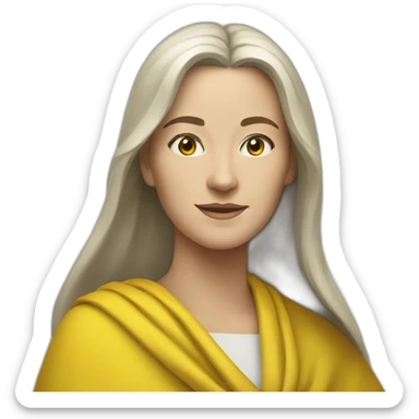a white woman in a yellow shawl in full growth sticker