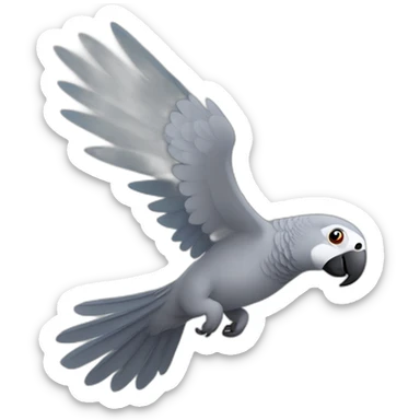 grey parrot flying sticker
