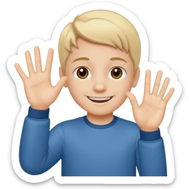 Kid doing 67 hand thing sticker