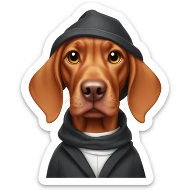 Vizsla wearing a penguin suit sticker