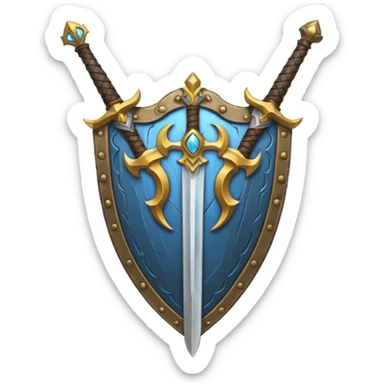 sword and shield, world of war craft style sticker