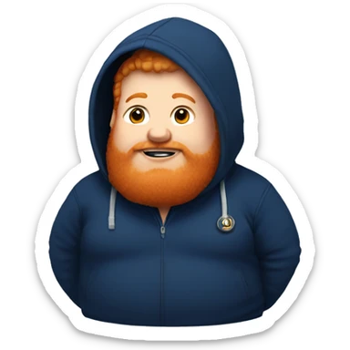 Fat ginger with a head set and a navy blue hoodie  sticker